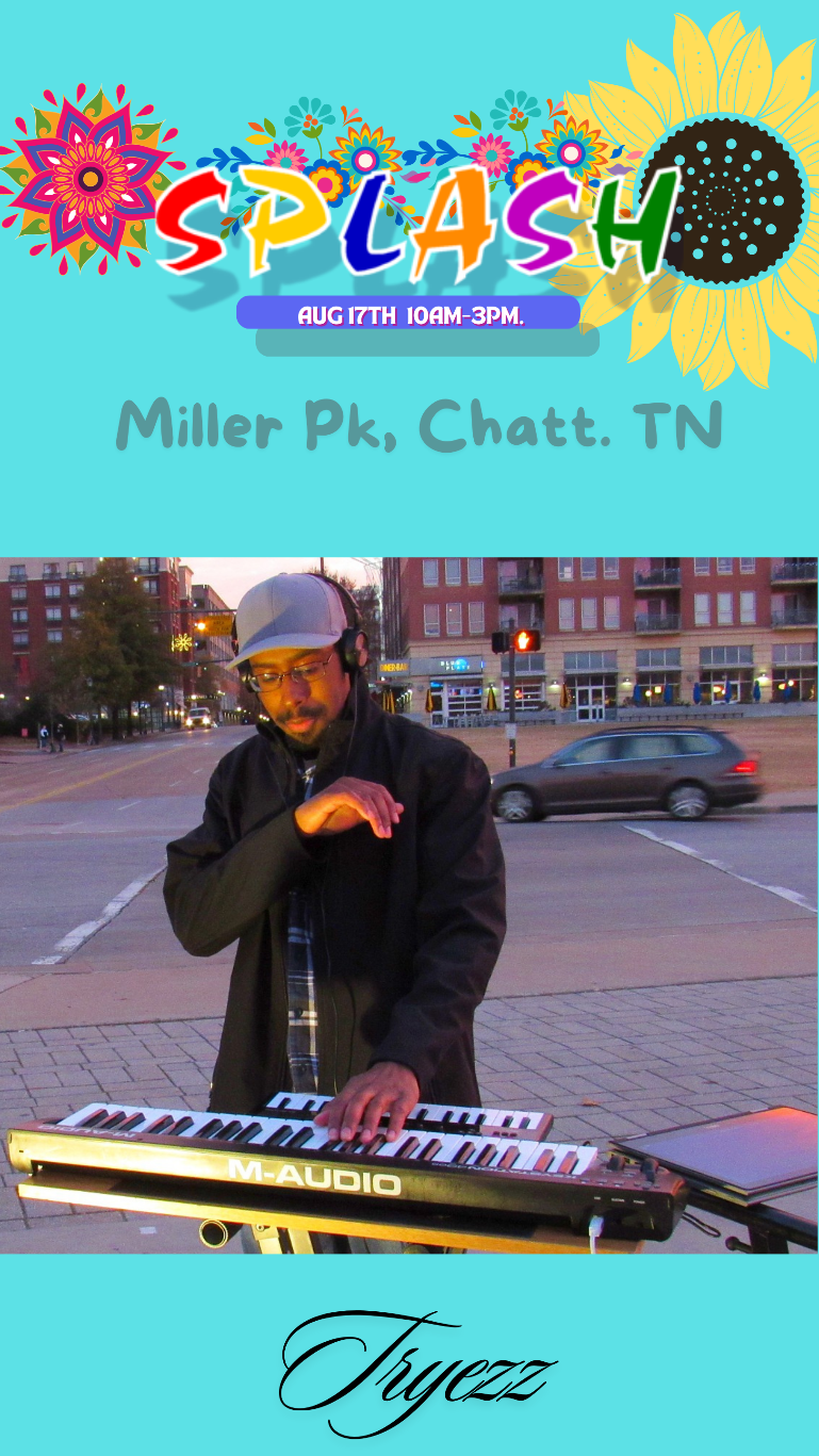 Photo of Tryezz, a keyboard musician who is appearing on the Miller Stage, Chattanooga, TN for the SPLASH SUMMER ARTS FESTIVAL IN MILLER PK.