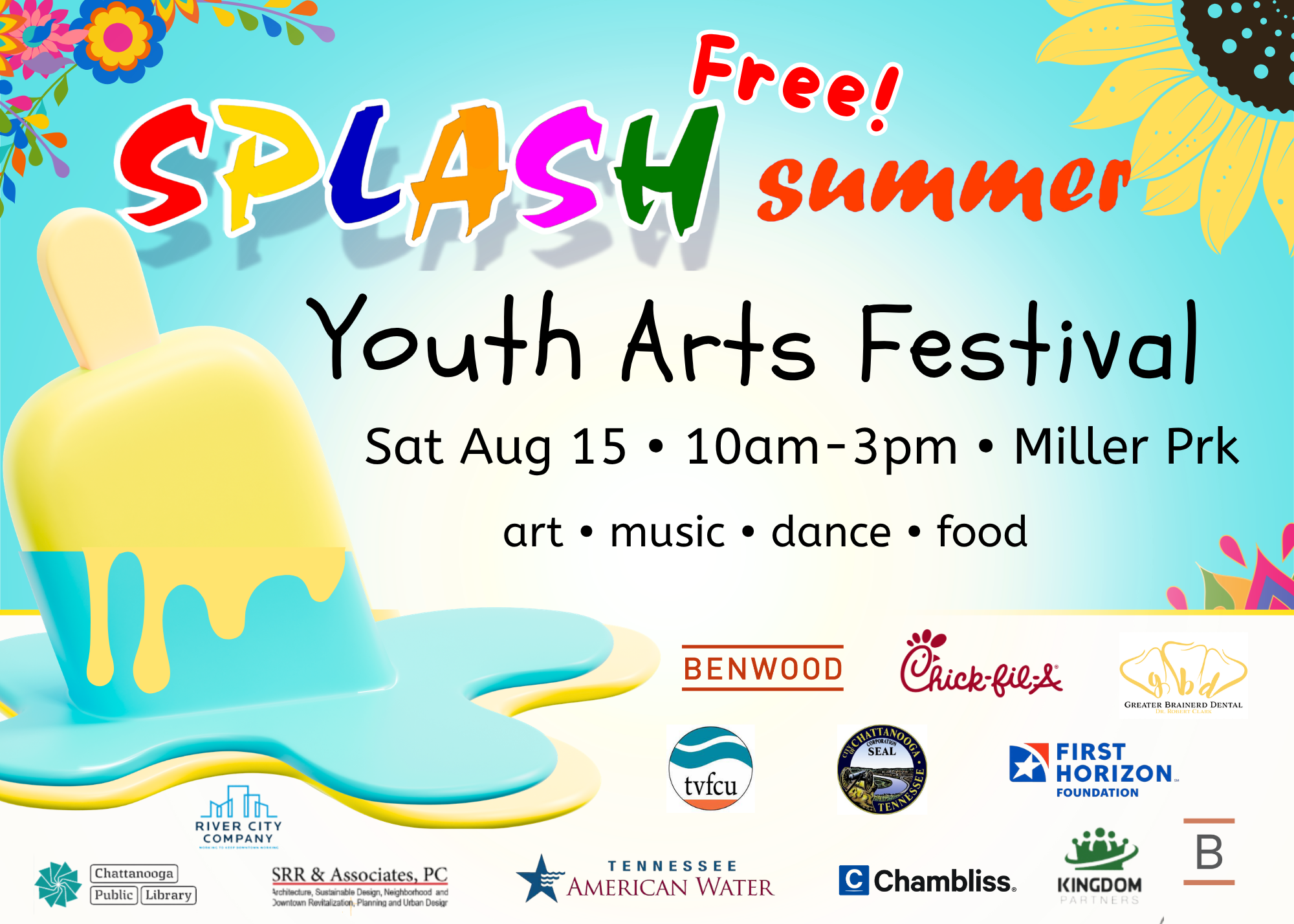 blue notice of splash youth arts summer festival