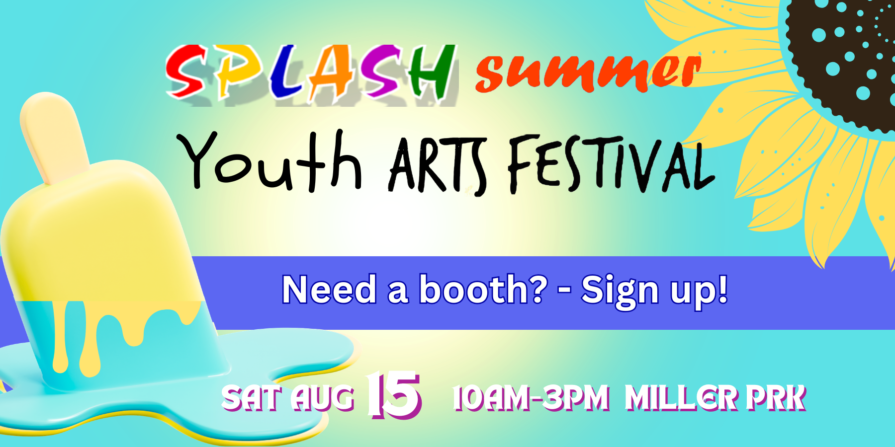 blue notice of splash youth arts summer festival